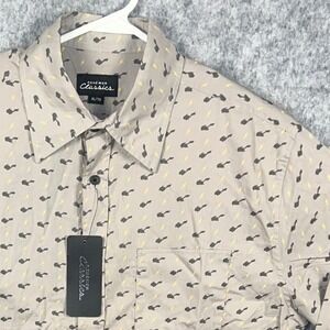 Men's Pokemon Center Classics Pikachu Charge Gray Button Up Long Sleeve XL NWT